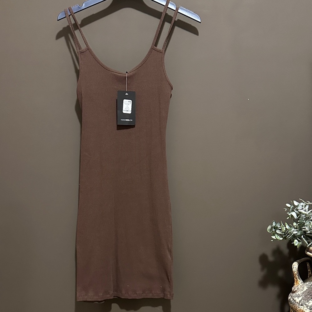 Fashion Nova Chocolate Double Strap Mini Dress NWT MED